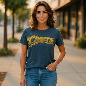 Cheers Mens Womens Tee Shirt T Shirt Size S Blue Yellow Gold Boston Bar‎ NEW